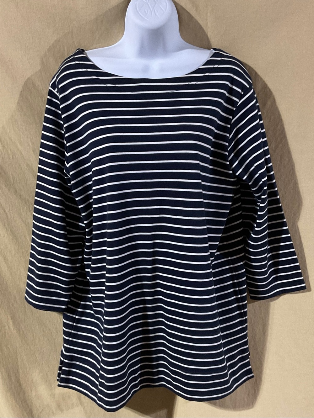 Catalina Size L Navy and White Striped Boatneck Tunic